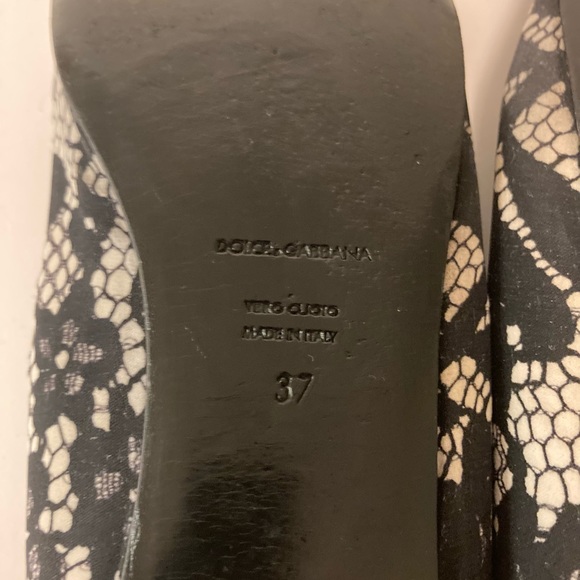 Dolce & Gabbana Black White Fabric Ballet Flats size EUR 37, US 6.5 - Picture 13 of 16